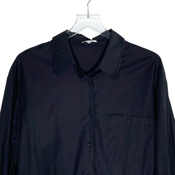 Reformation L Will Oversized Shirt Black Button Capsule Wardrobe Minimalist - Picture 5 of 9